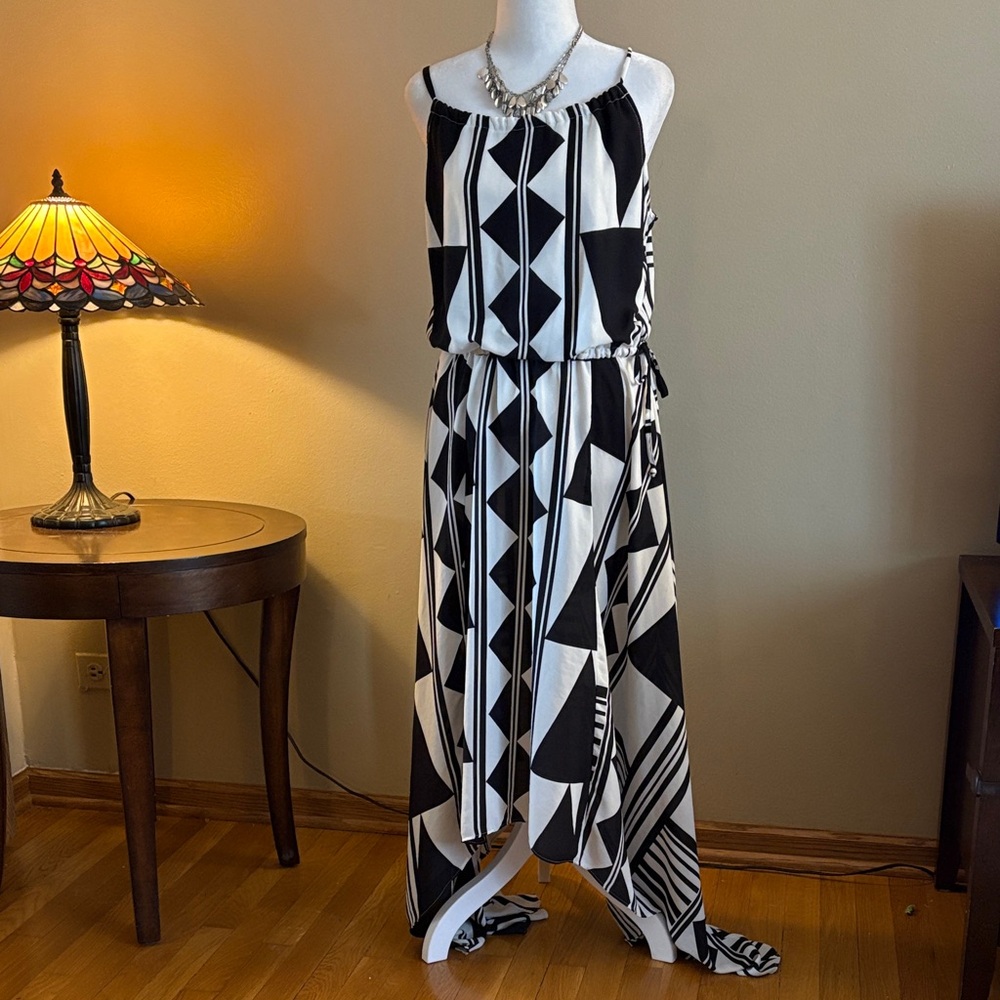 Express Black and White Asymmetrical Dress
